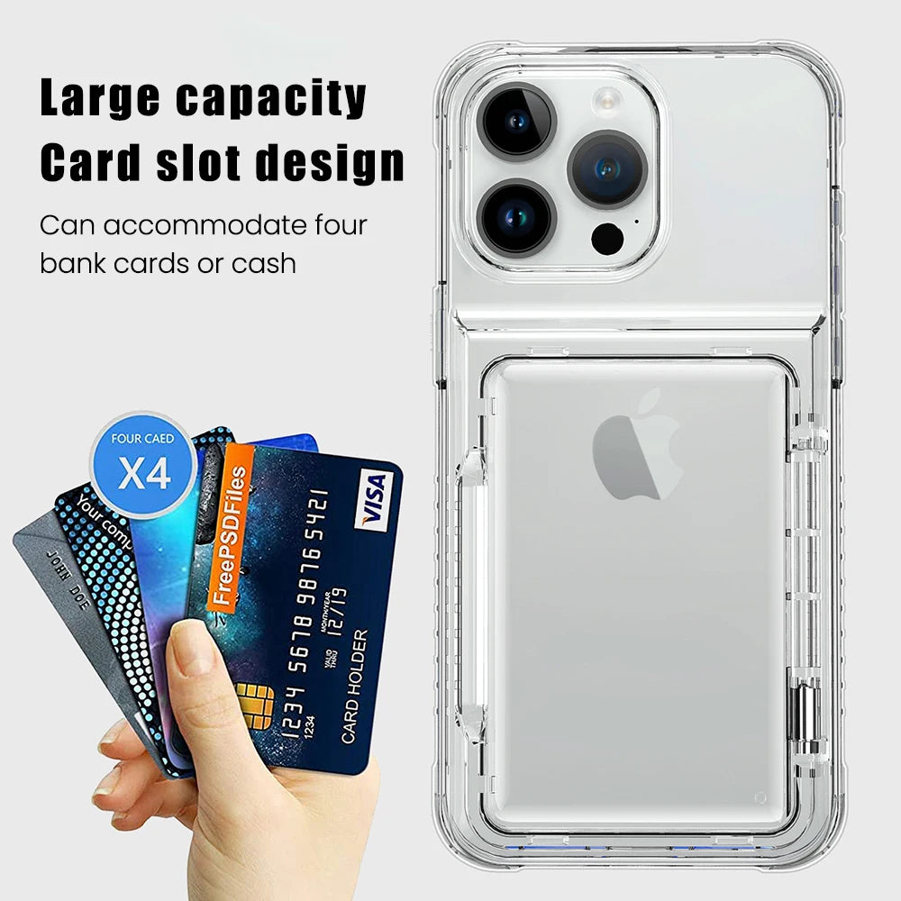 iPhone 16 Pro Max Transparent Card Holder Case